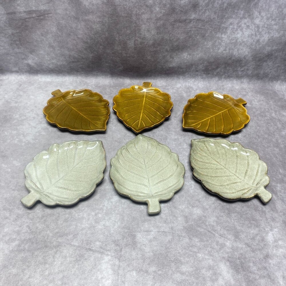 Mikasa Gourmet 6" Basics Rustic Leaves Plates Set of 6 Leaf Shape